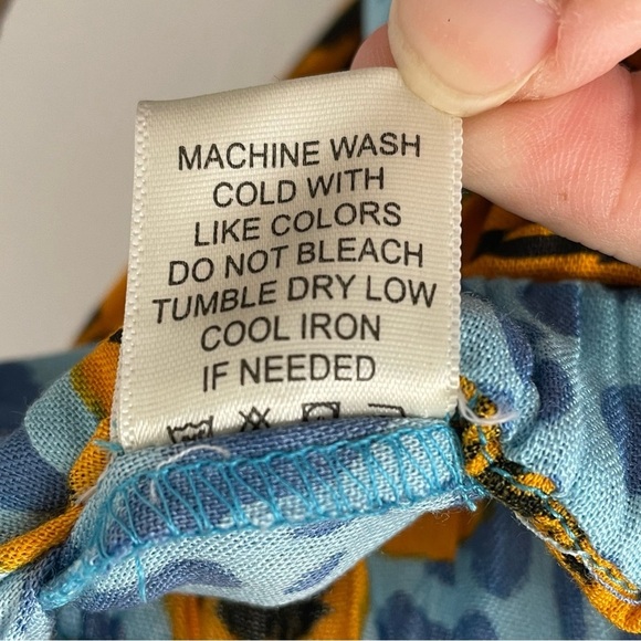 True Destinations Pants Wide Loose Leg w/ Split Blue & Gold Women’s Size Medium - Picture 7 of 16